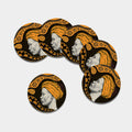 Tribal African Girl Print Leather Coaster Set