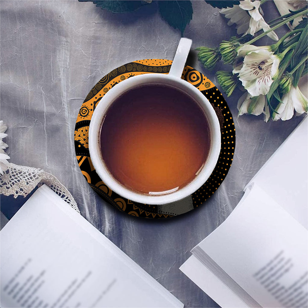 Tribal African Girl Print Leather Coaster Set