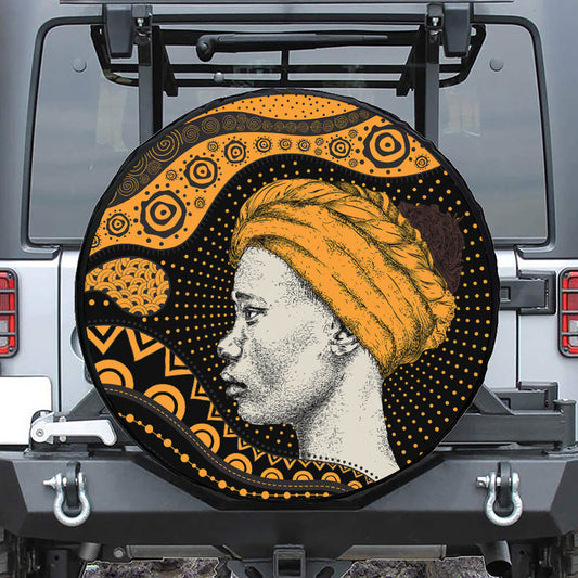 Tribal African Girl Print Leather Spare Tire Cover