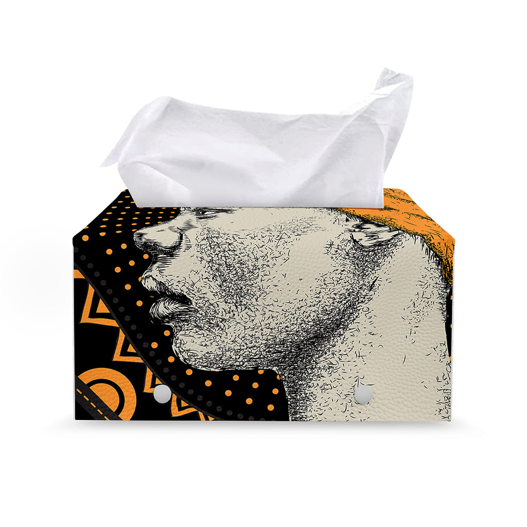 Tribal African Girl Print Leather Tissue Box Cover