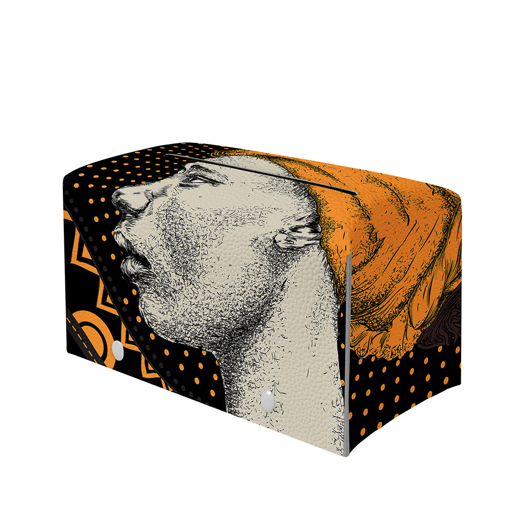 Tribal African Girl Print Leather Tissue Box Cover