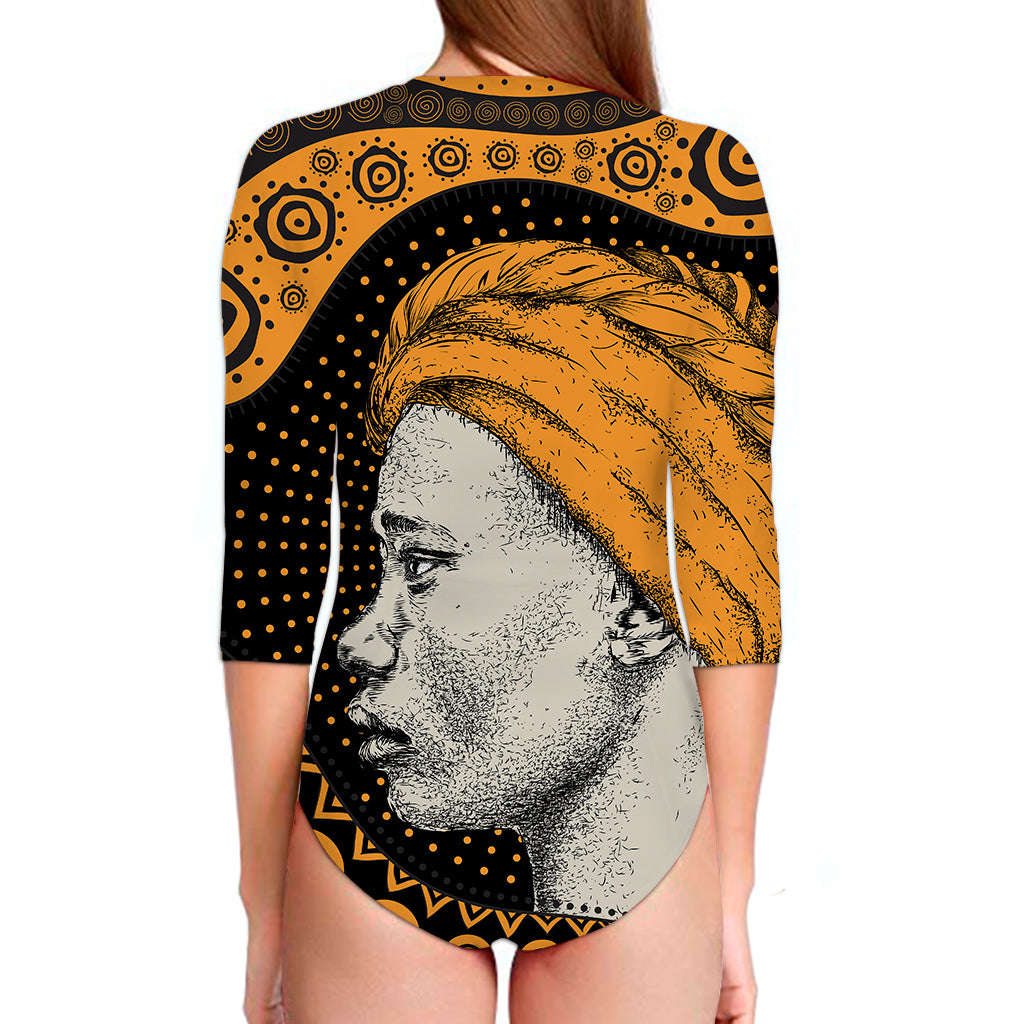 Tribal African Girl Print Long Sleeve Swimsuit