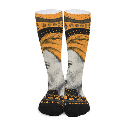 Tribal African Girl Print Long Socks