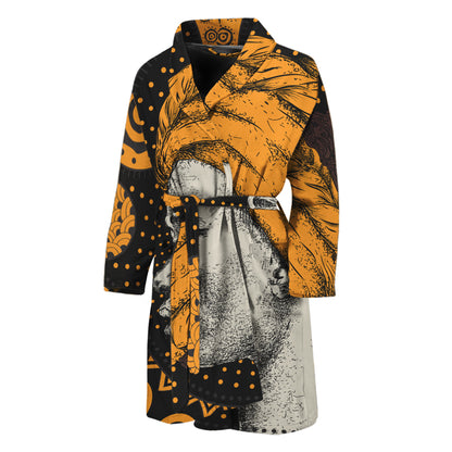 Tribal African Girl Print Men's Bathrobe