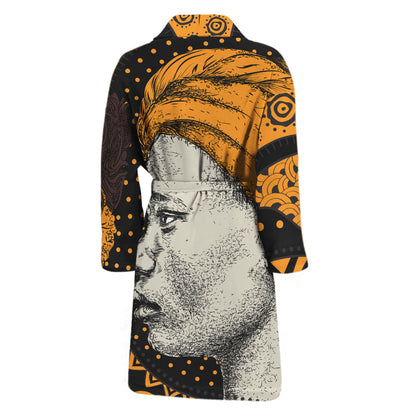 Tribal African Girl Print Men's Bathrobe