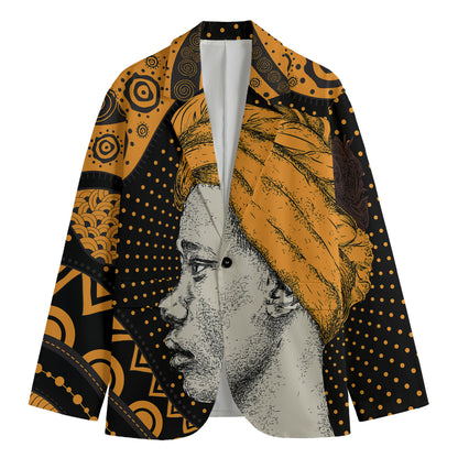 Tribal African Girl Print Men's Cotton Blazer