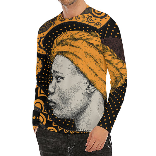 Tribal African Girl Print Men's Long Sleeve Rash Guard