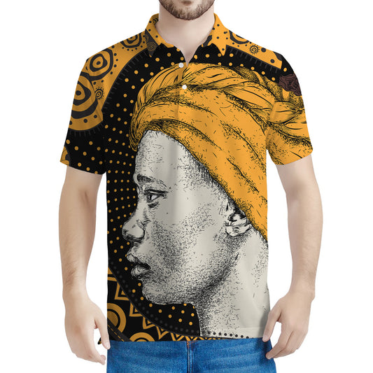 Tribal African Girl Print Men's Polo Shirt