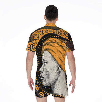 Tribal African Girl Print Men's Rompers