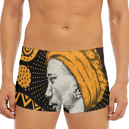 Tribal African Girl Print Men's Short Boxer Briefs