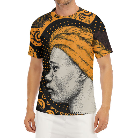 Tribal African Girl Print Men's Short Sleeve Rash Guard