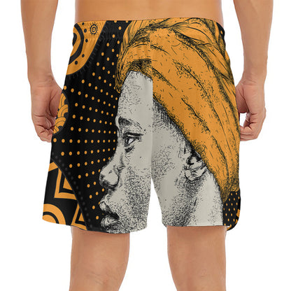 Tribal African Girl Print Men's Split Running Shorts