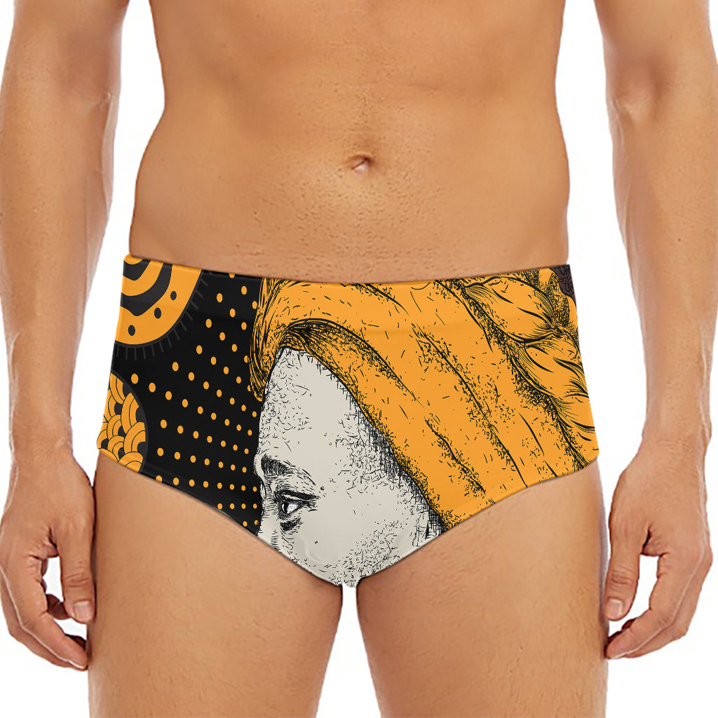 Tribal African Girl Print Men's Triangle Swim Briefs