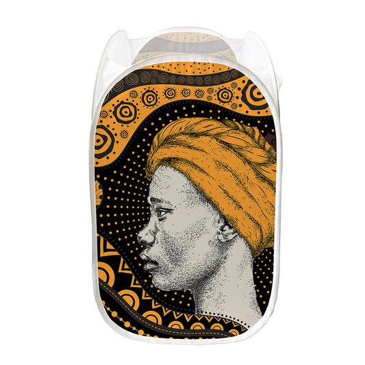 Tribal African Girl Print Mesh Laundry Hamper