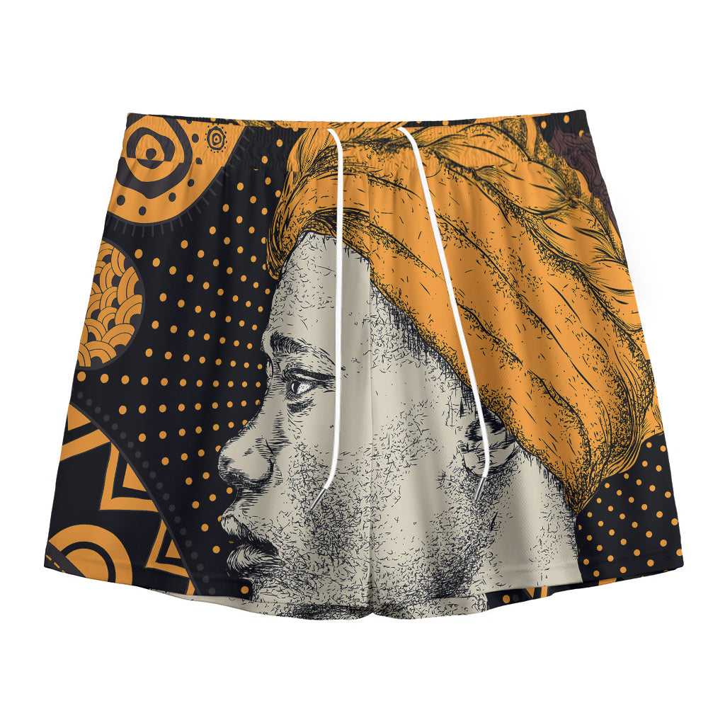 Tribal African Girl Print Mesh Shorts