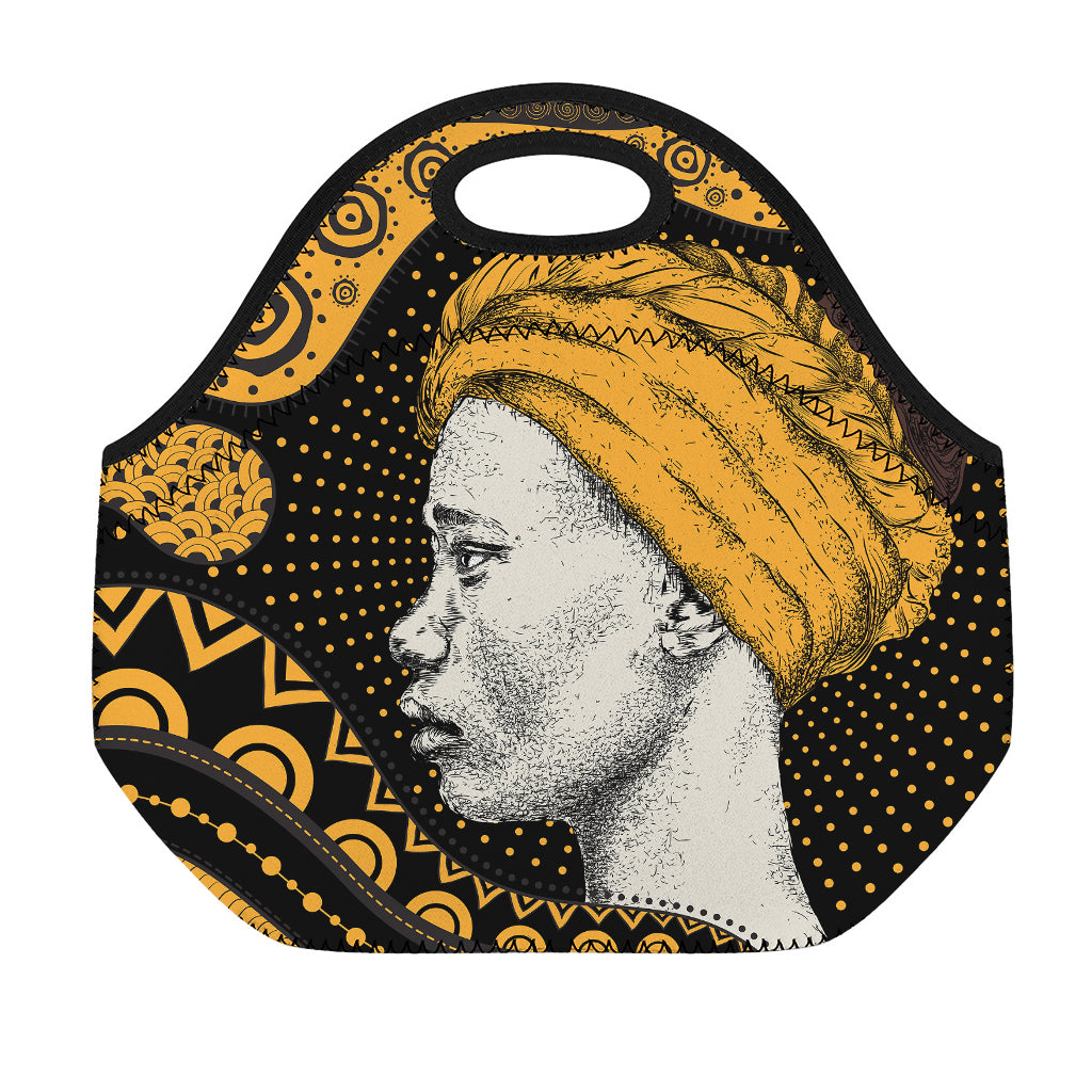 Tribal African Girl Print Neoprene Lunch Bag