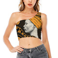 Tribal African Girl Print One Shoulder Crop Top