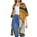 Tribal African Girl Print Open Front Beach Cover Up
