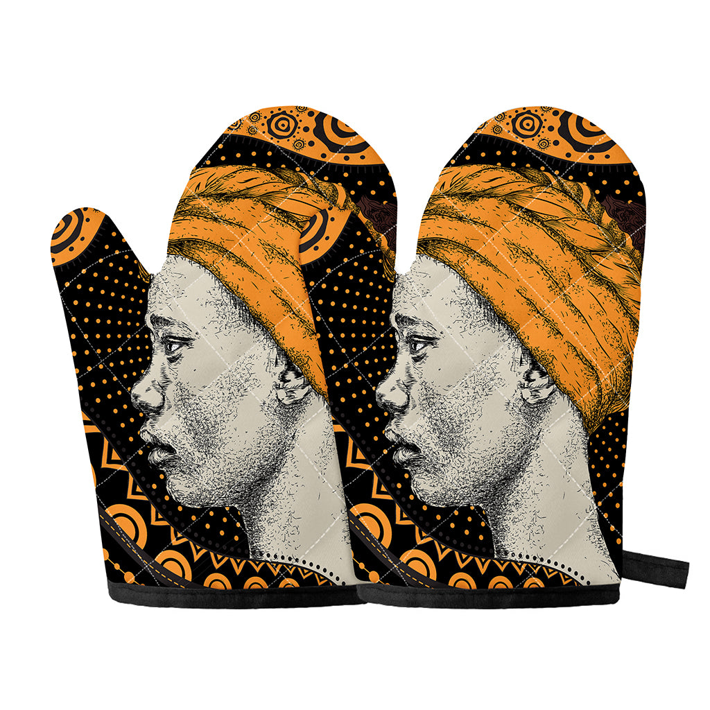Tribal African Girl Print Oven Mitts