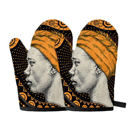 Tribal African Girl Print Oven Mitts