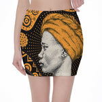 Tribal African Girl Print Pencil Mini Skirt