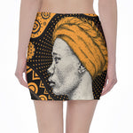 Tribal African Girl Print Pencil Mini Skirt