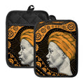 Tribal African Girl Print Pot Holders With Pocket