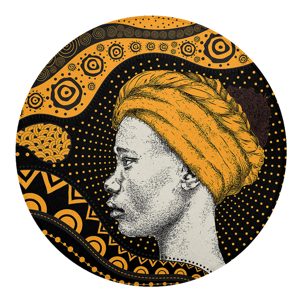 Tribal African Girl Print Round Blanket
