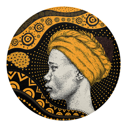 Tribal African Girl Print Round Blanket