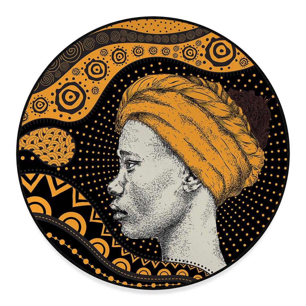 Tribal African Girl Print Round Floor Mat