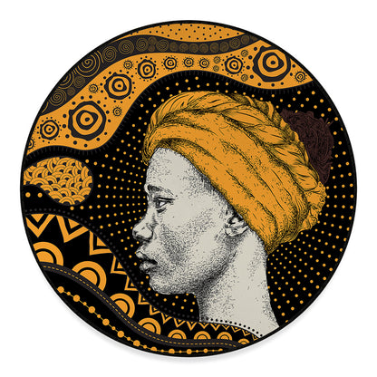 Tribal African Girl Print Round Floor Mat