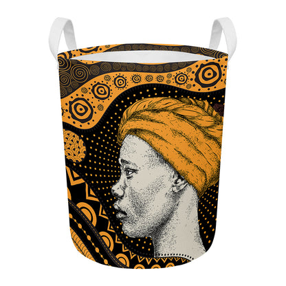 Tribal African Girl Print Round Laundry Basket