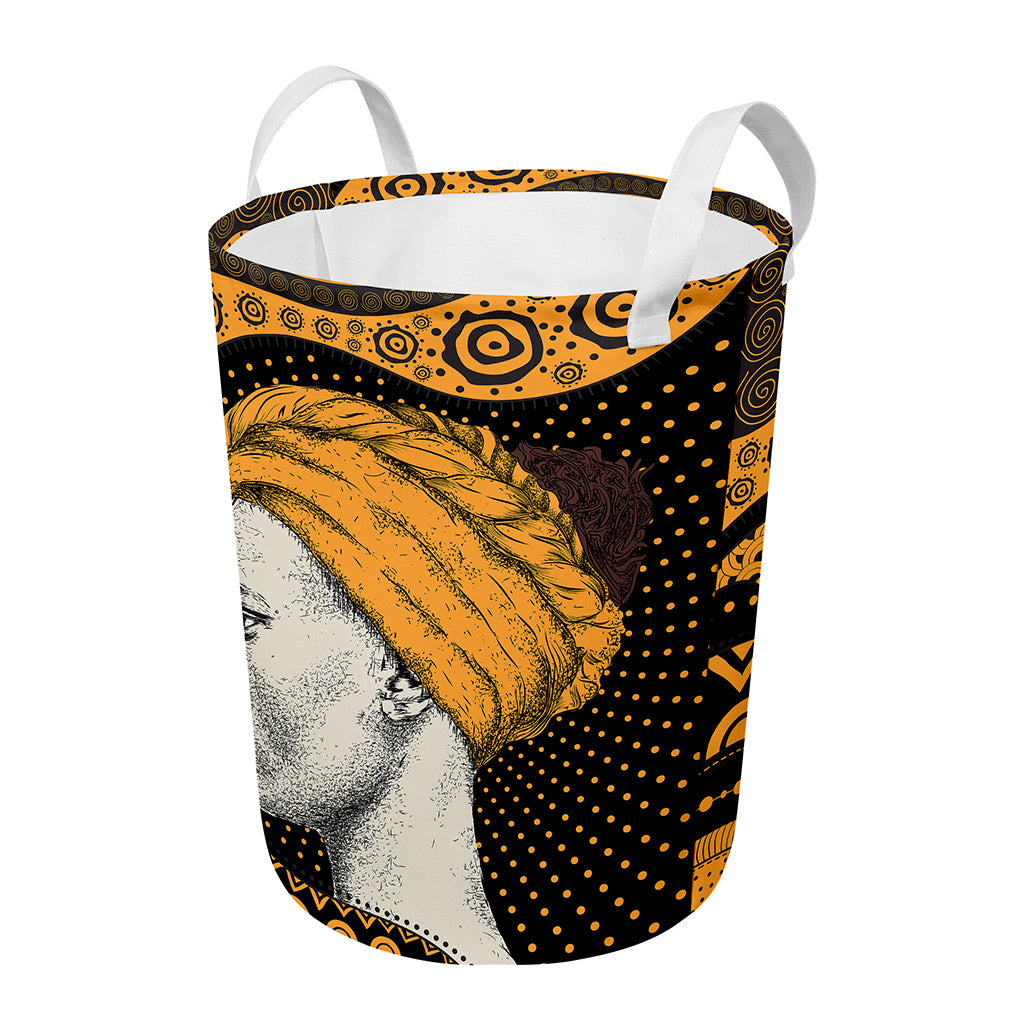Tribal African Girl Print Round Laundry Basket