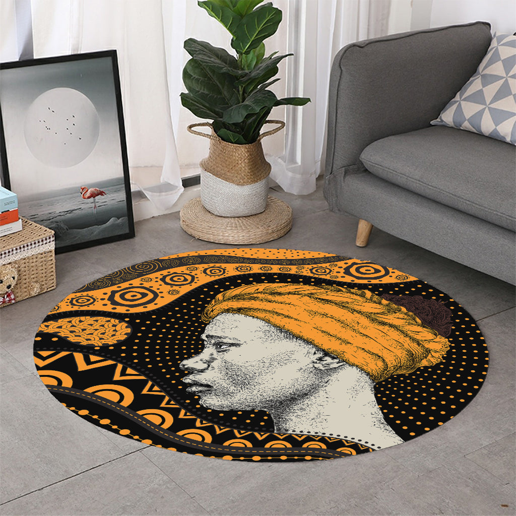 Tribal African Girl Print Round Rug