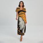 Tribal African Girl Print Short Sleeve Maxi Dress
