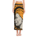 Tribal African Girl Print Side Slit Maxi Skirt