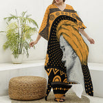 Tribal African Girl Print Silk V-Neck Kaftan Dress