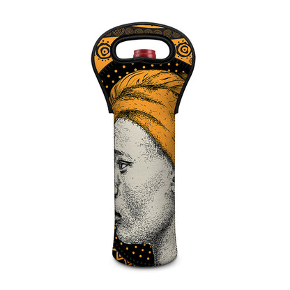 Tribal African Girl Print Single Neoprene Wine Tote