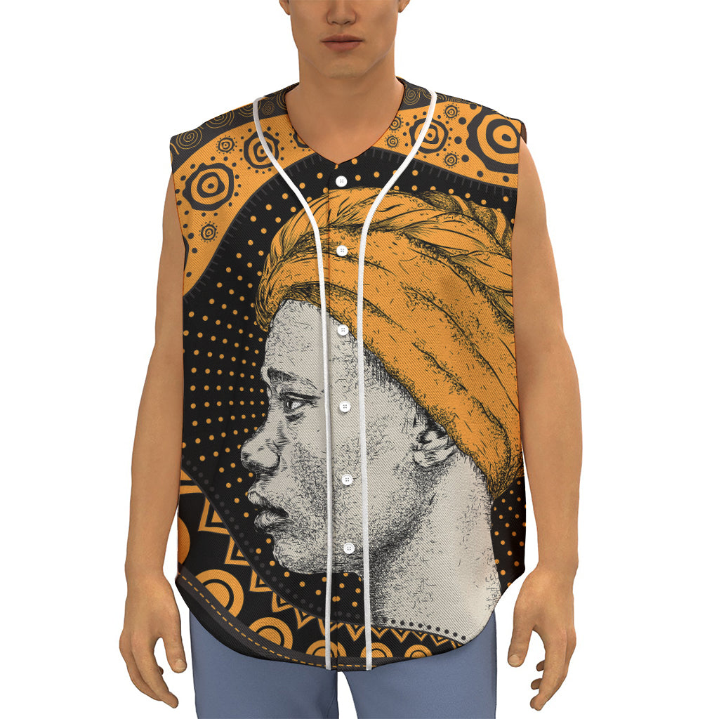 Tribal African Girl Print Sleeveless Baseball Jersey