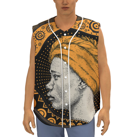 Tribal African Girl Print Sleeveless Baseball Jersey