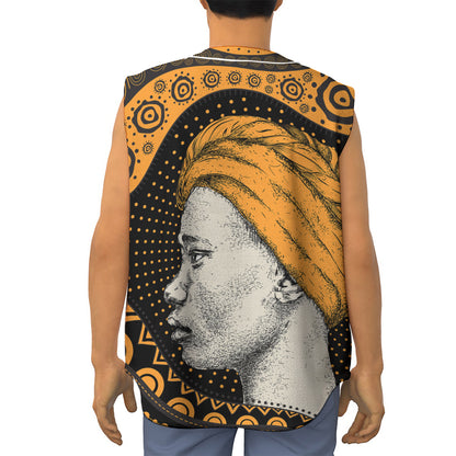 Tribal African Girl Print Sleeveless Baseball Jersey
