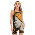 Tribal African Girl Print Sleeveless One Piece Swimsuit