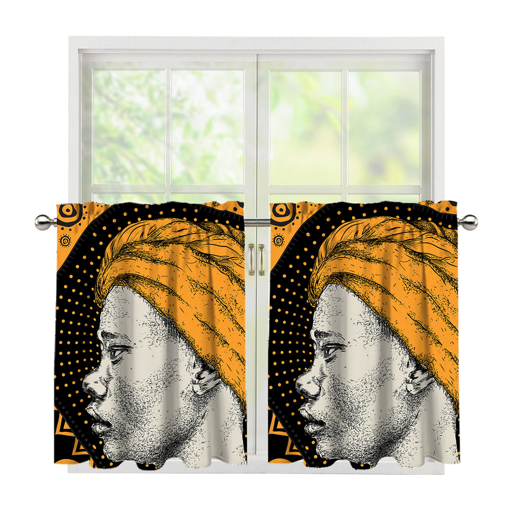Tribal African Girl Print Tier Curtains