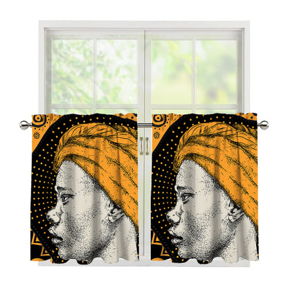 Tribal African Girl Print Tier Curtains