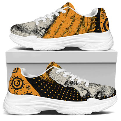 Tribal African Girl Print White Chunky Shoes