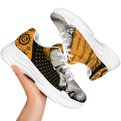 Tribal African Girl Print White Chunky Shoes