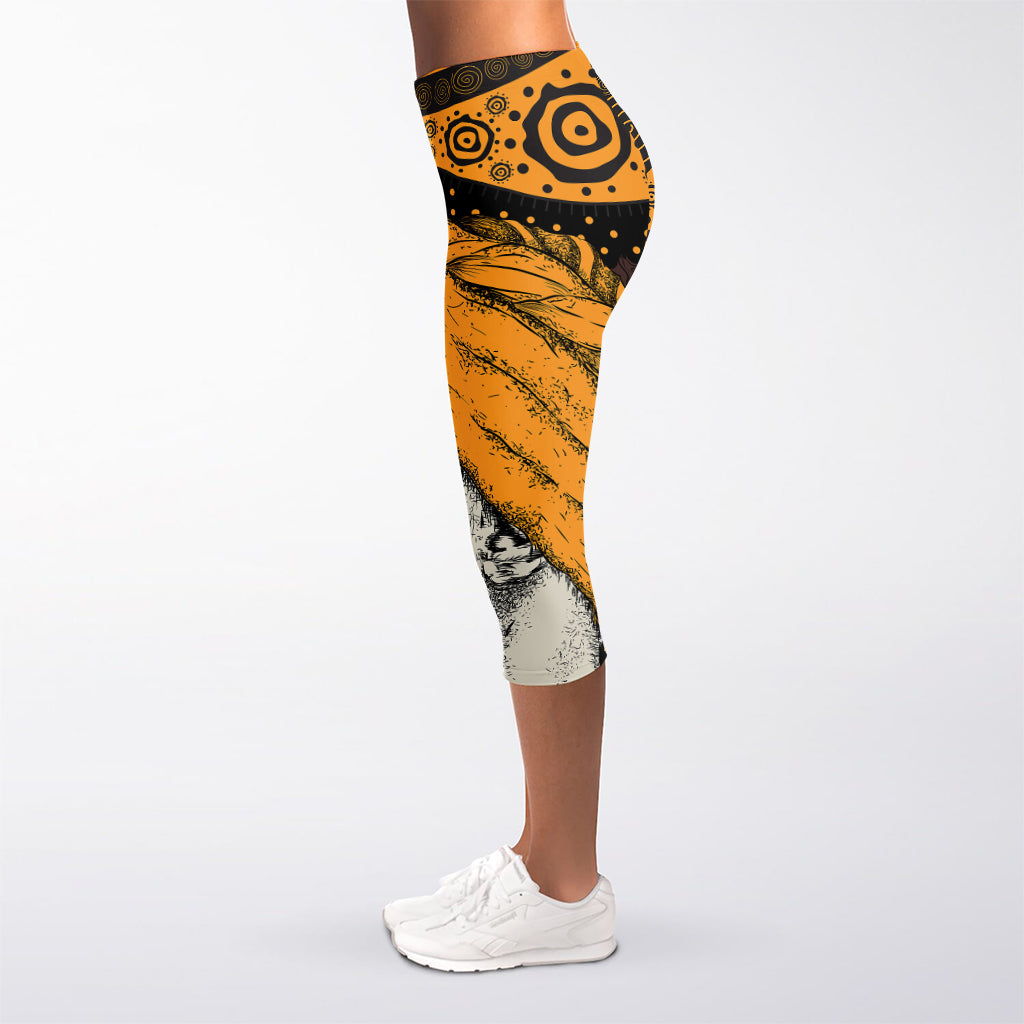 Tribal African Girl Print Women's Capri Leggings