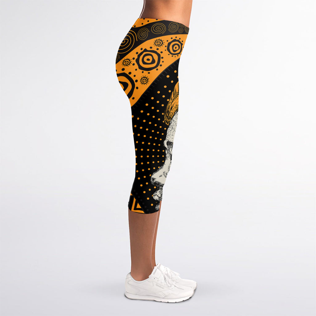 Tribal African Girl Print Women's Capri Leggings