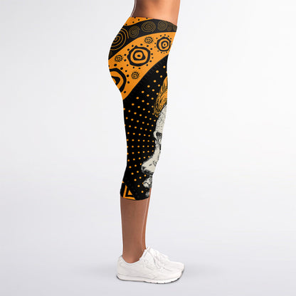 Tribal African Girl Print Women's Capri Leggings