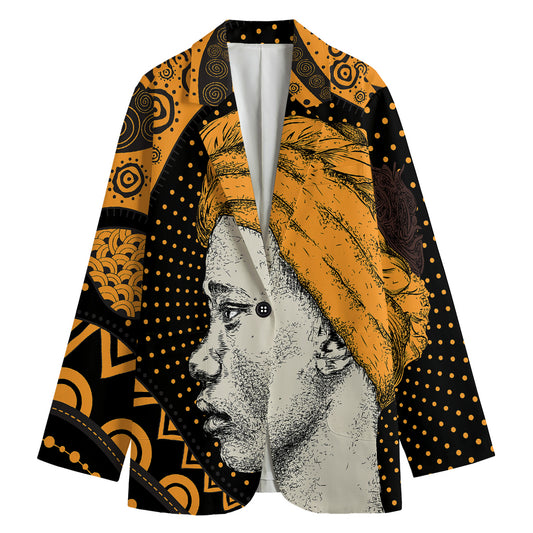 Tribal African Girl Print Women's Cotton Blazer